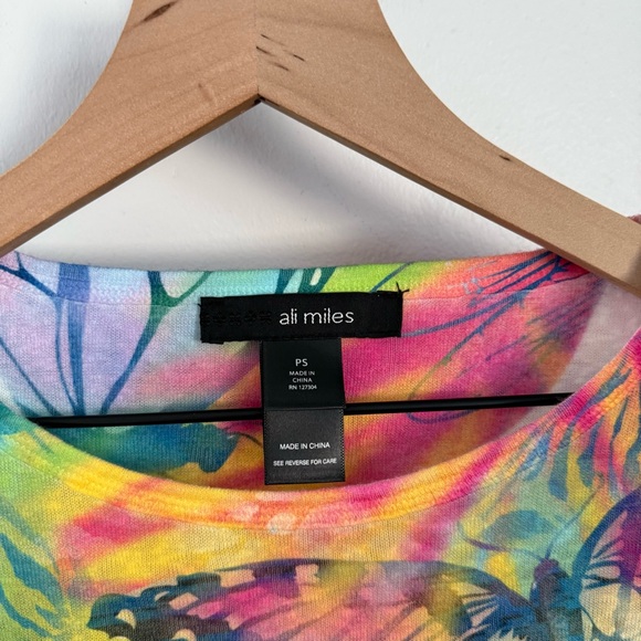 Ali Miles Petite Small Floral Butterfly Top Colorful Spring Y2K Rainbow Relaxed - Picture 3 of 7